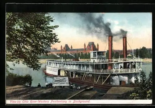 AK Florence Belle, View on Ohio River-Western Penitentiary in Background