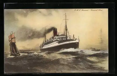 Künstler-AK Passagierschiff RMS Ausonia bei unruhiger See