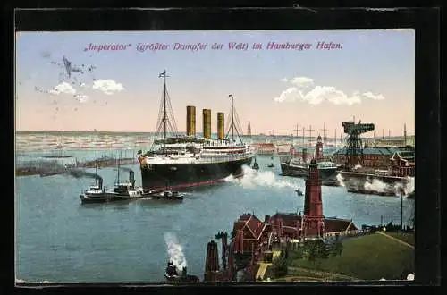 AK Hamburg, Dampfer Imperator im Hafen