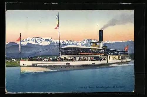 AK Salondampfer Helvetia auf dem Zürichsee
