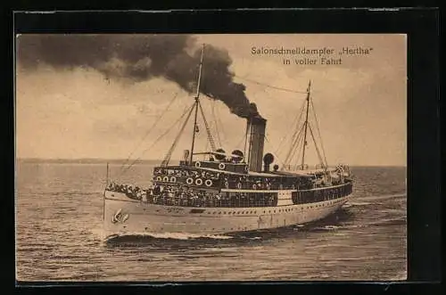 AK Salonschnelldampfer Hertha in voller Fahrt