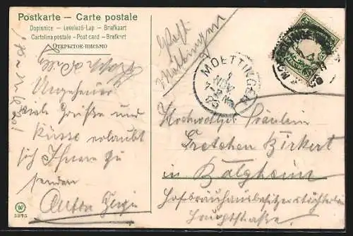 AK zwei Kinder in einem Auto, Neujahr, Klee, Vergissmeinnicht