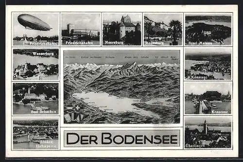 AK Zeppelin, Friedrichshafen, Meersburg, Insel Mainau, Konstanz, Bad Schachen