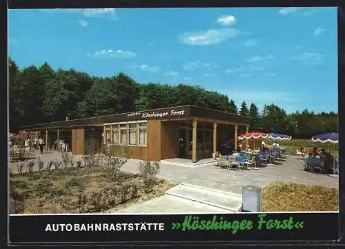 AK Autobahnraststätte Köschinger Forst, Partie mit Terrasse