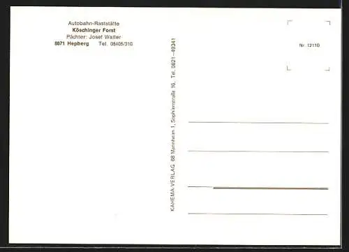 AK Autobahnraststätte Köschinger Forst, Partie mit Terrasse