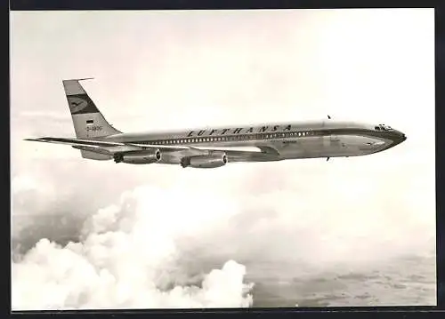 AK Boeing 707 Jet intercontinental der Lufthansa beim Flug