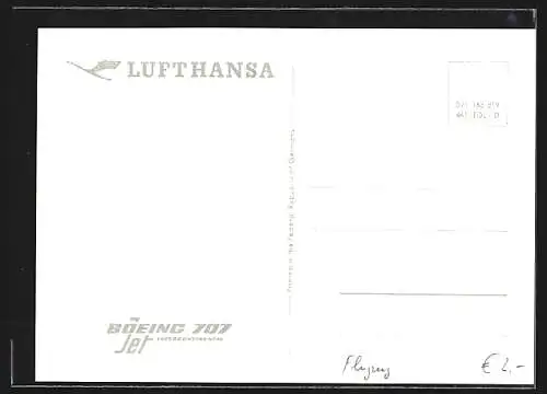 AK Boeing 707 Jet intercontinental der Lufthansa beim Flug