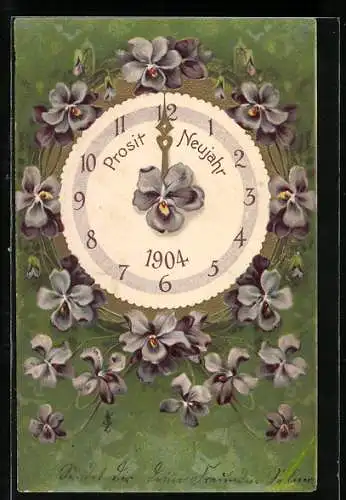 AK Uhr zeigt Mitternacht, Jahreszahl 1904, Bonne Année!