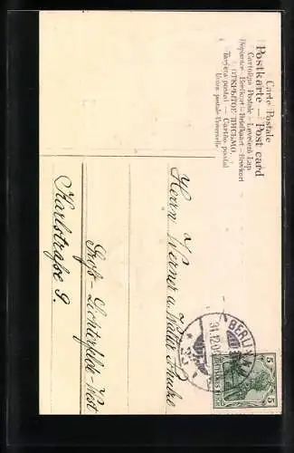 Präge-AK Hufeisen und Kleeblatt zu Neujahr