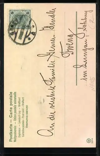 Künstler-AK Neujahr, bäuerliches Mädchen mit Klee in der Hand