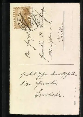 Künstler-AK Tannenzweig mit Glocken und Pilz an Neujahr