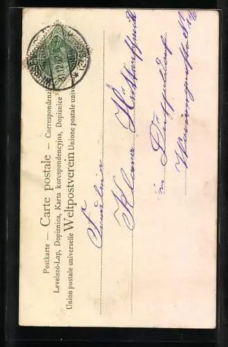 Künstler-AK Mann zündet zu Neujahr Licht am Uhrturm