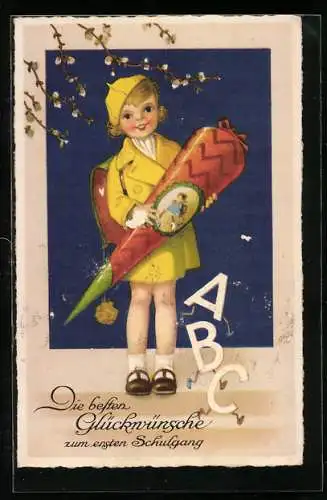 AK ABC-Schütze mit Zuckertüte