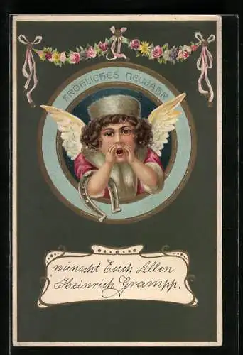 AK Fröhliches Neujahr, Neujahrsengel