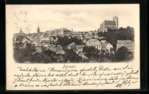 AK Turnov, Ortsansicht mit Kirche