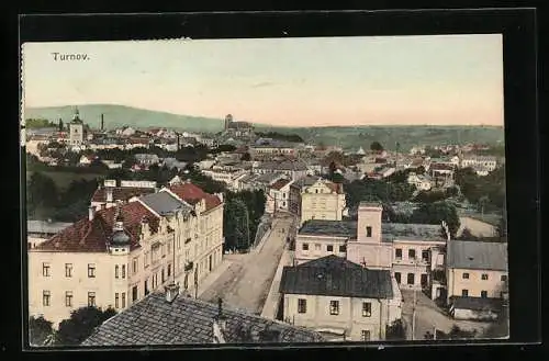 AK Turnov, Ortsansicht mit Blick auf die Strasse von oben