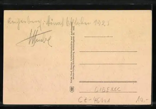 AK Reichenberg, Altstädterplatz mit Theater und Post