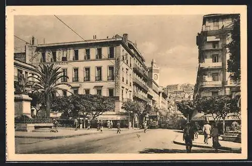 AK Alger, Rue d` Isly, Strassenbahn