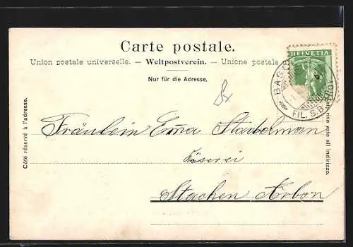 AK Basel, Spalentor mit Strassenbahn