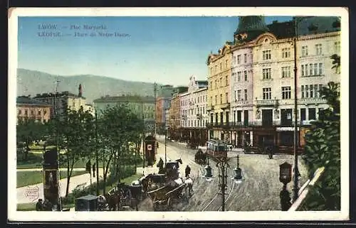 AK Léopol, Place de Notre Dame, Strassenbahn