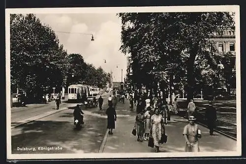 AK Duisburg, Strassenbahn auf der Königstrasse