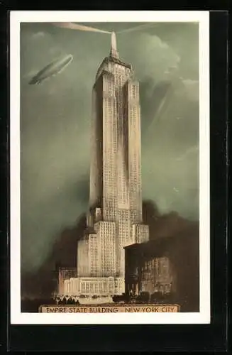 AK New York, NY, Zeppelinfahrt am Empire State Building