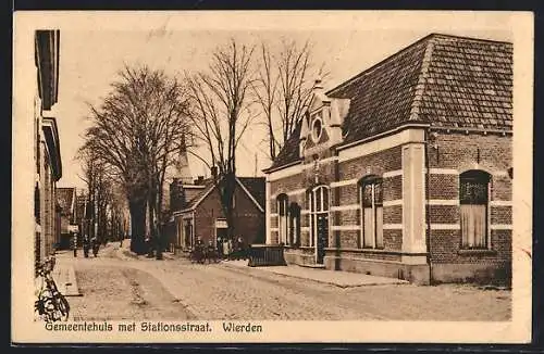 AK Wierden, Gemeentehuis met Stationsstraat