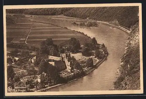 AK Anseremme, Ortsansicht am Wasser aus der Vogelschau