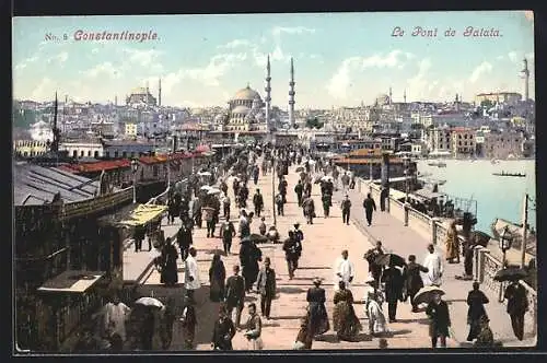AK Constantinopel, Le Pont de Galata mit Moschee
