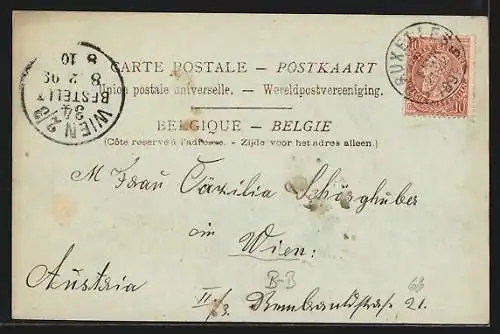 Mondschein-AK Brüssel / Bruxelles, Colonne du Congrès