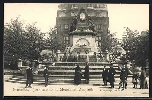 AK Brüssel / Bruxelles, Jeu des eaux au Monument Anspach