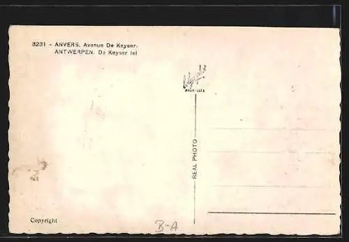 AK Anvers, Avenue De Keyser