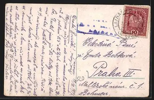 AK Laibach, Ortsansicht mit Kirche und Feste