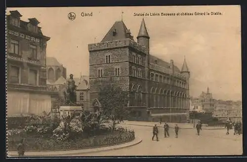 AK Gand, Chateau Gerard le Diable, Statue Lievin Bauwens