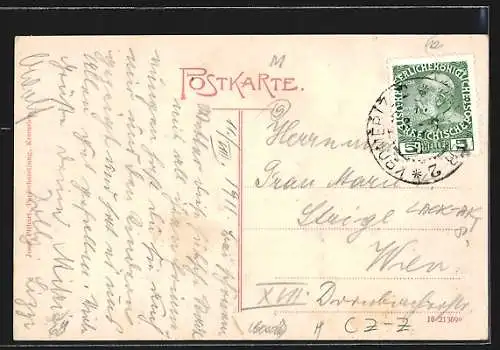 AK Kremsier, Totalansicht mit Kirche