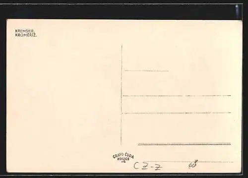 AK Kremsier, Ortsansicht mit Kirche aus der Vogelschau
