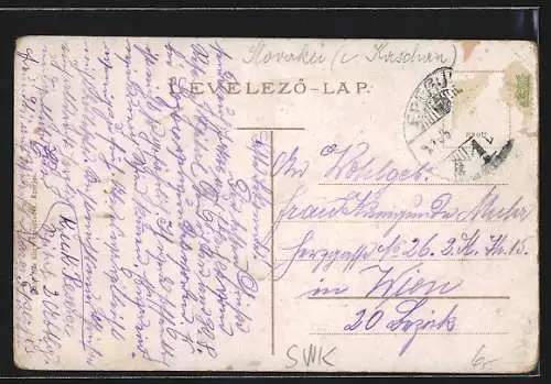 AK Eperjes, Ortsansicht aus der Vogelschau