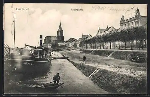 AK Emmerich, Rheinpartie mit Dampfer Amsterdam