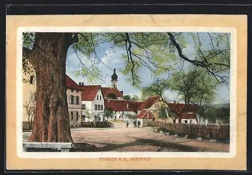 AK Ehingen a. D., Strassenpartie mit Baum in der Vorstadt