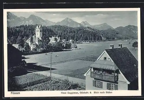 AK Füssen, Haus Guggemos, Glückstr. 8, Blick nach Süden