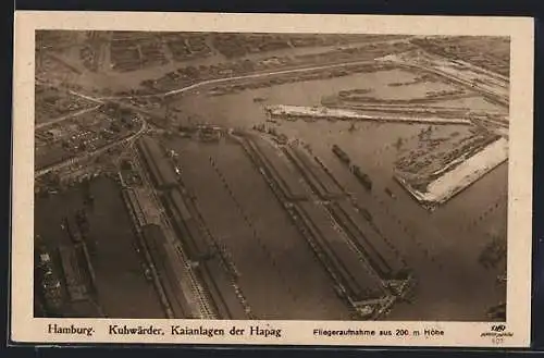 AK Hamburg-Kuhwerder, Kaianlagen der Hapag, Fliegeraufnahme
