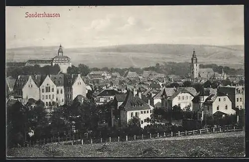 AK Sondershausen / Thüringen, Teilansicht mit Kirche