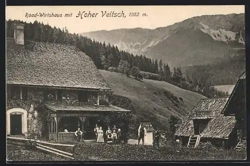 AK St. Barbara im Mürztal, Gasthaus Raad mit Hoher Veitsch