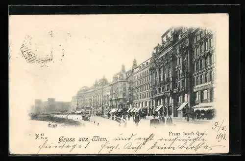 AK Wien, Franz Josefs-Quai im Sonnenschein
