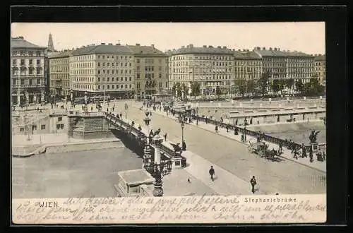 AK Wien, Stephaniebrücke aus der Vogelschau