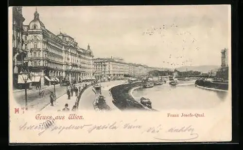 AK Wien, Franz-Josefs-Kai, Strassenpartie am Donaukanal