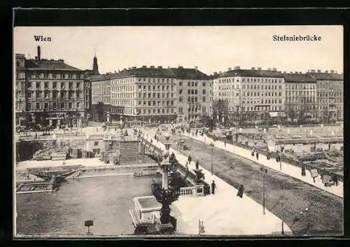 AK Wien, Stefaniebrücke aus der Vogelschau