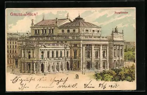 Lithographie Wien, Burgtheater von oben gesehen