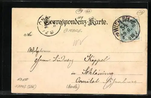 Lithographie Wien, Burgtheater von oben gesehen