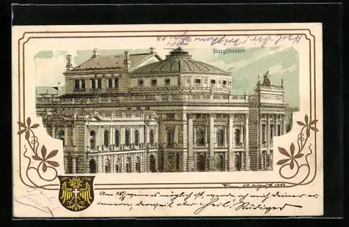 Lithographie Wien, Burgtheater, Stadtwappen